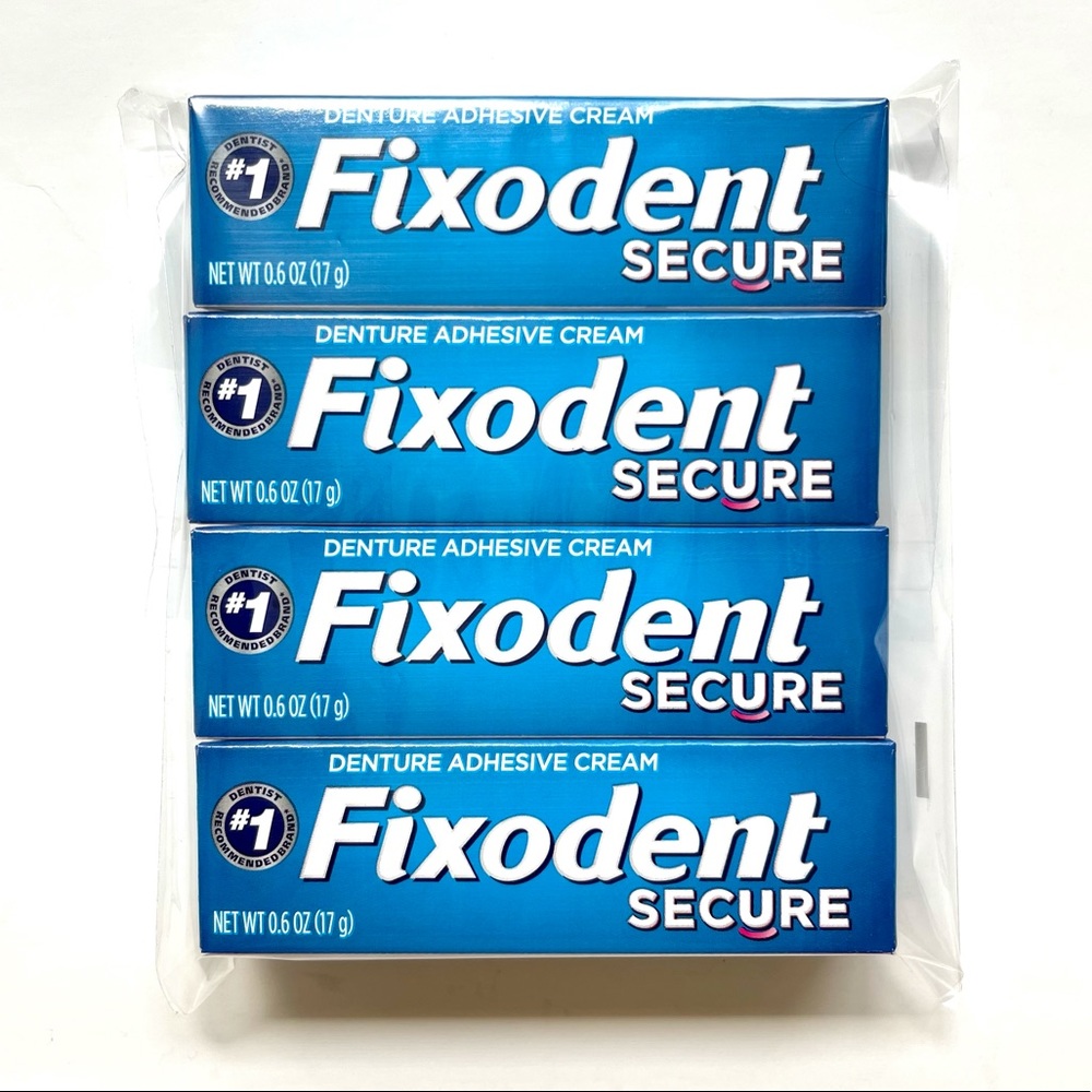4 Pack Fixodent Secure .6 Oz Adhesive Cream
